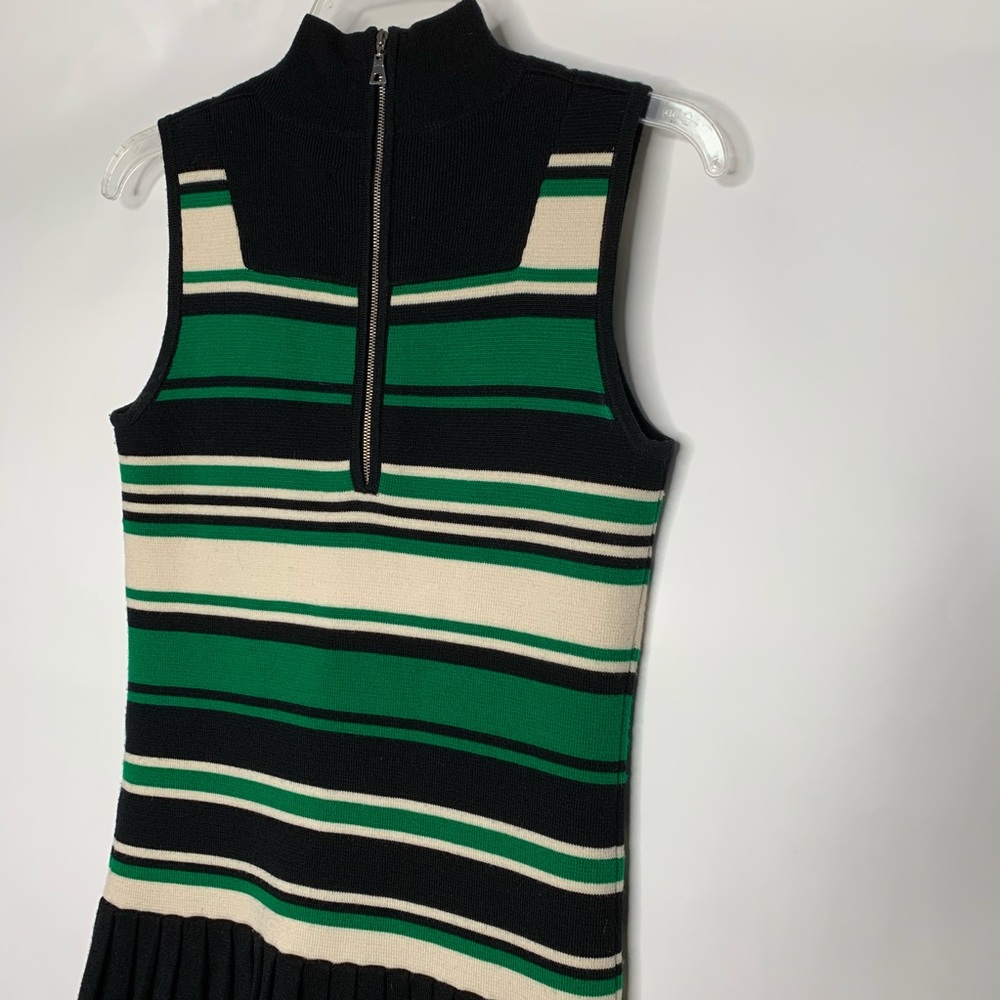 MILLY OF NEW YORK - Black Green Block Stripe Knit Dress Size Small - Picture 5 of 8